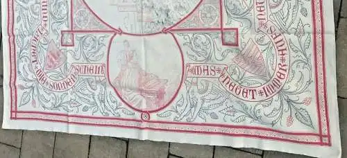 Tischdecke mit Motiv „WARTBURG“, Reisesouvenir 1931, 1,28 x 1,48 m