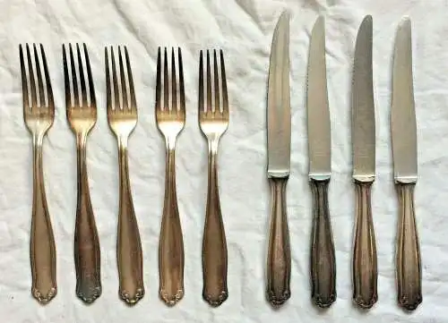21 Teile Besteck, versilbert, 100er Auflage, bezeichnet „Bergisch“