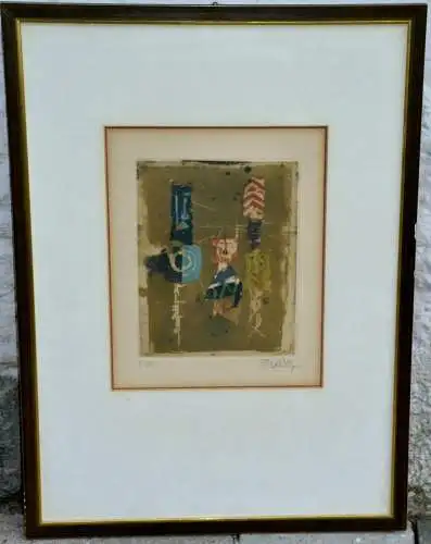 Farbradierung,1971,Johnny Friedlaender,petit composition,signiert u. bezeichnet 
