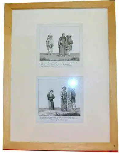 Zwei Kupferstiche,Japan,versch. Figuren der Bevölkerung,18.Jhdt,gerahmt,
