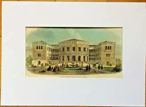 Colorierter Holzstich „THE NEW STORTHING HOUSE, CHRISTIANIA, NORWAY“ 