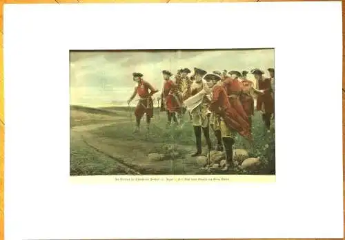 Colorierter Holzstich „Am Vorabend der Schlacht von Zorndorf (24. August 1758)“