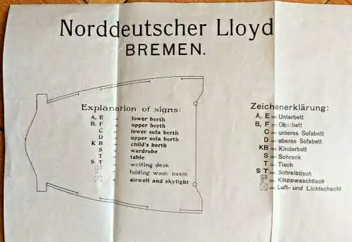 Plan des Doppelschrauben-Postdampfers „Derfflinger“ des Norddeutschen Lloyd 