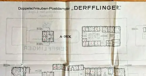 Plan des Doppelschrauben-Postdampfers „Derfflinger“ des Norddeutschen Lloyd 