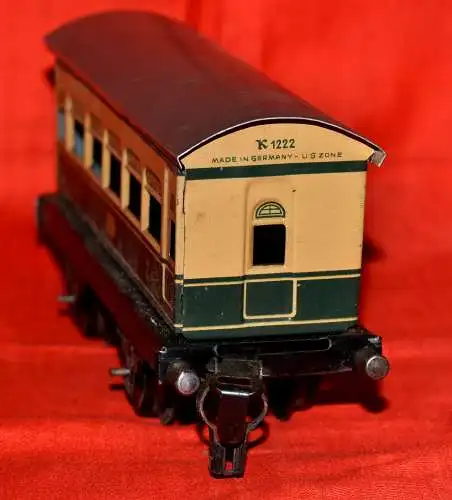  Blecheisenbahn Spur 0 -Personenwagen K1222 ,US-Zone, 2er Wagen