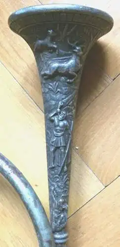 Posthorn aus Metall, wohl Anfang 20. Jahrhundert, Deko-Ware nicht funktionsfähig