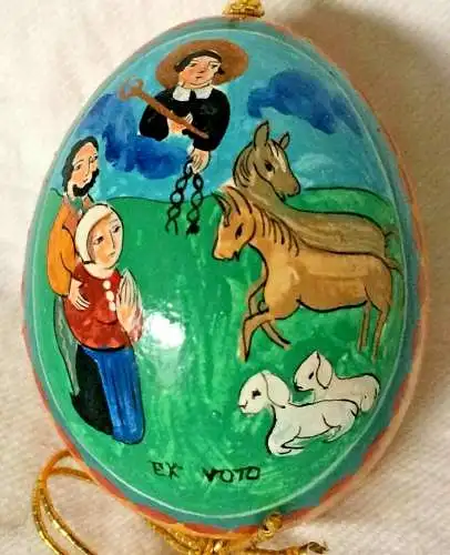 Wunderschönes bemaltes Ei, Osterei, Osterdekoration mit Votiv-Motiv