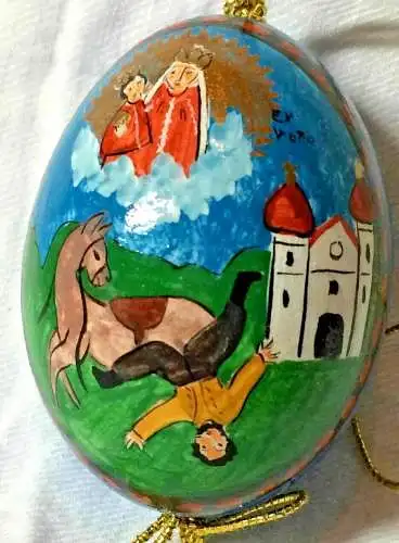 Wunderschönes bemaltes Ei, Osterei, Osterdekoration mit Votiv-Motiv
