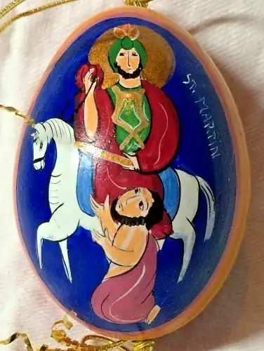 Wunderschönes bemaltes Ei, Osterei, mit Motiv St. Martin
