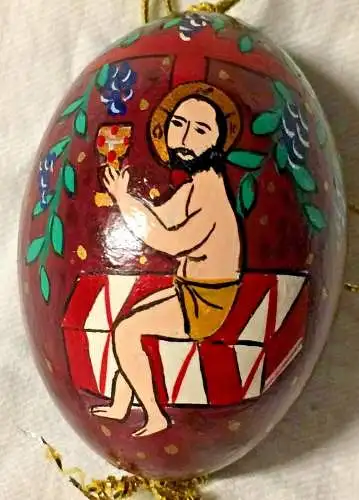 Wunderschönes bemaltes Ei, Osterei, Osterdekoration mit Bibel-Motiv