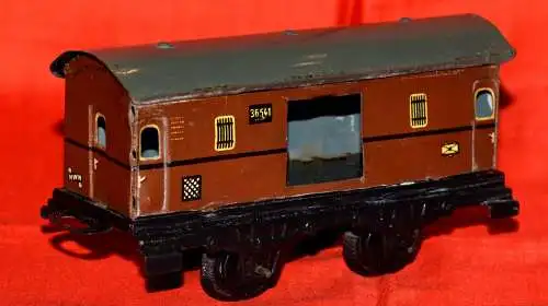  Blecheisenbahn Spur 0 - Heinrich Wimmer, Packwagen,braun 36541,US Zone