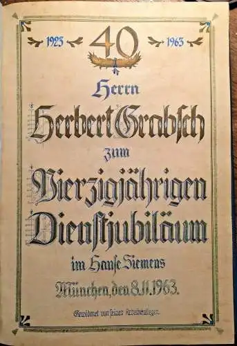 Fa. Siemens  - Geschenk für 40-jähriges Dienstjubiläum eines Kollegen UNIKAT !!!