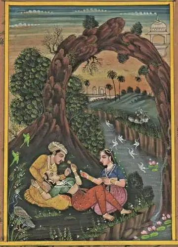 Gouache klassische indische Malerei auf JAIPUR GOVERNMENT COURT  STAMP 