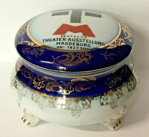Porzellandose DEUTSCHE THEATER-AUSSTELLUNG MAGDEBURG MAI-SEPTEMBER 1927, SELTEN