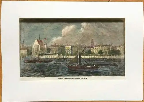 Colorierter Holzstich „MIDDLE TEMPLE LIBRARY...“ im Passepartout