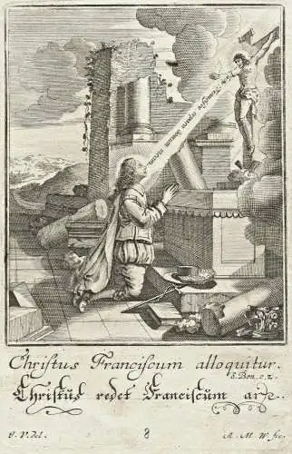 Kupferstich Franz von Assisi – wohl Magdalena Utzschneider Ende 17. Jahrhundert