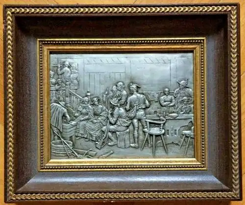 Zinnrelief wohl nach einem Gemälde von Franz Defregger 