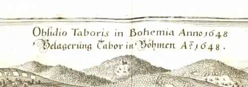 Kupferstich ,Tabor in Böhmen, samt kaiserlicher Belagerung 1648,Merian