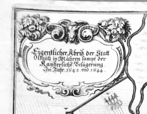 Kupferstich ,Olmütz in Mähren, samt kaiserlicher Belagerung 1643 u 1644,Merian