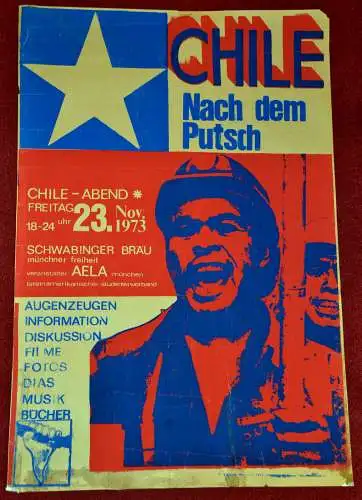 Politisches Plakat,Chile,nach dem Putsch 1973,Veranst.in München,AELA (SELTEN)