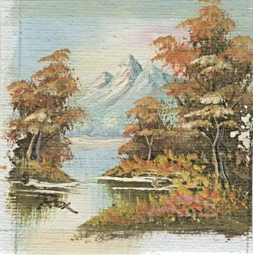 5 kleine Ölbilder gerahmt 10,5 x 10,5 cm
