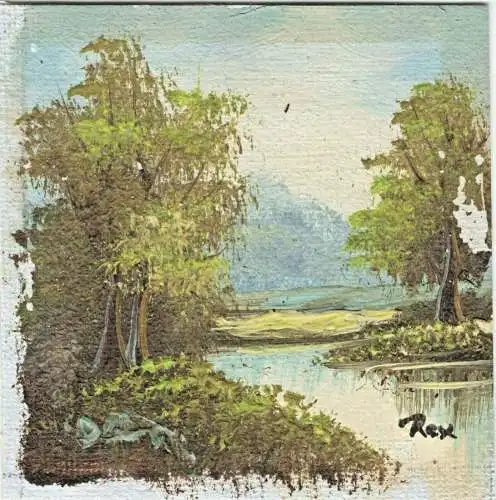 5 kleine Ölbilder gerahmt 10,5 x 10,5 cm