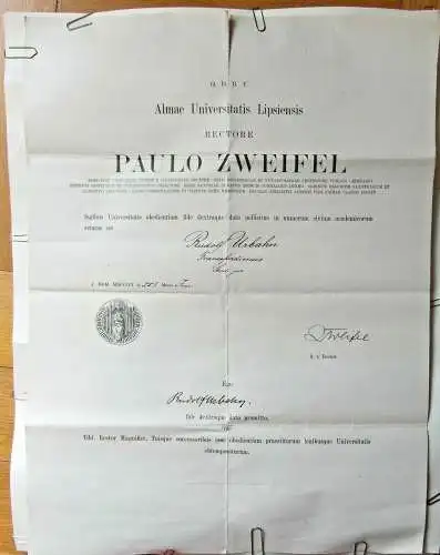 Original-Ernennungsurkunde der Universität Leipzig,1901, Rektor Paul Zweifel