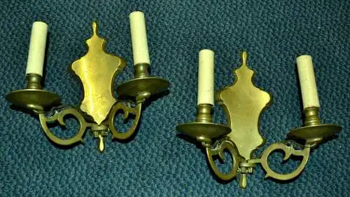 Paar Wandlampen,Messing,zweiarmig,frühes 20.Jhdt.