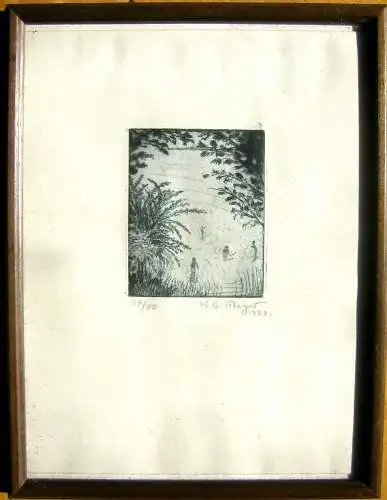 6 kleinformatige Radierungen signiert „W. G. Meyer 1924“ gerahmt hinter Glas