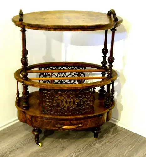 Möbel,Barwagen,"Canterbury Tisch"Nußwurzelholz,England,1860