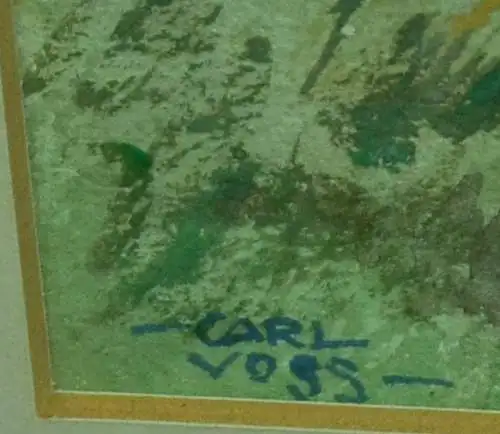  Aquarell,Carl Voss,Fischerkähne,gerahmt, Passepartout