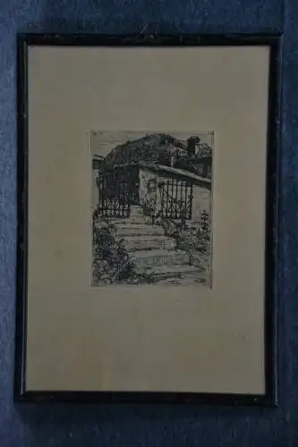 Radierung, Dorffriedhof, Ziegler, etwa 1920