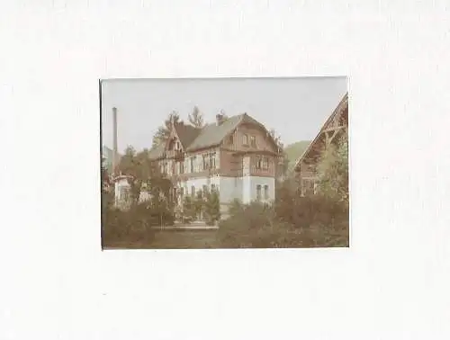 Antike Fotografie, koloriert, F. Pietschmann, Landshut, Fachwerkhaus, um 1900
