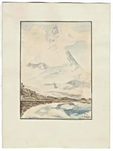 Original-Aquarell Matterhorn,monogrammiert und datiert 1946