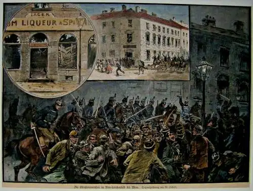 Col. Holzstich „Die Straßenunruhen in Neu-Lerchenfeld bei Wien“ - Moritz Ledeli
