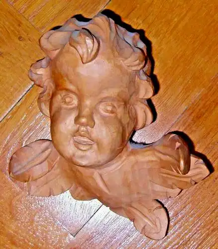 Putto – Engelskopf holzgeschnitzt, nicht gefaßt, nicht bemalt, ca. Anf. 20. Jhdt