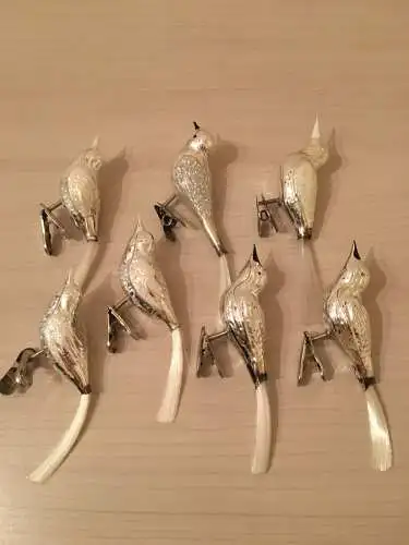 Baumschmuck, Vogel mit Glasschwanz, Glas, 7 St, zum Aufhängen