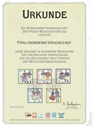 URKUNDE BUNDESARBEITSGEMEINSCHAFT DER FREIEN WOHLFAHRTSPFLEGE 1994