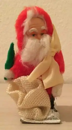 Weihnachtsschmuck, Weihnachtsmann aus Kunststoff und Stoff, handgemacht 