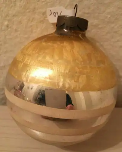 Baumschmuck,Weihnachten, Kugel, silber, bemalt,Glas,ca.1960,zum Aufhängen