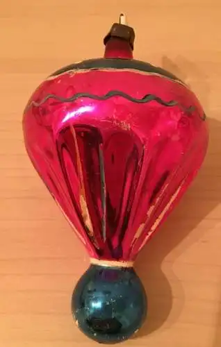 Baumschmuck,Weihnachten, Kugel, cyclam-blau, bemalt,Glas,ca.1960,zum Aufhängen