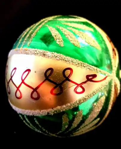 Baumschmuck,Weihnachten,große Kugel bemalt,Glas,ca.1960,zum Aufhängen