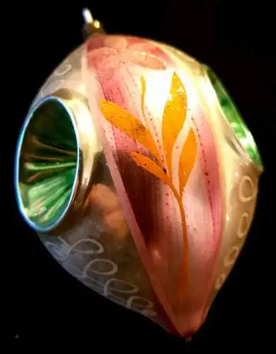 Baumschmuck,Weihnachten,große Kugel,Zapfen, bemalt,Glas,ca.1960,zum Aufhängen