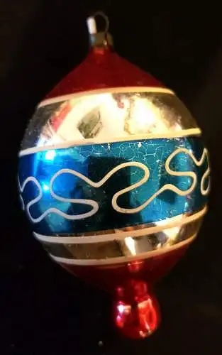 Baumschmuck,Weihnachten,große Kugel bemalt,Glas,ca.1960,zum Aufhängen