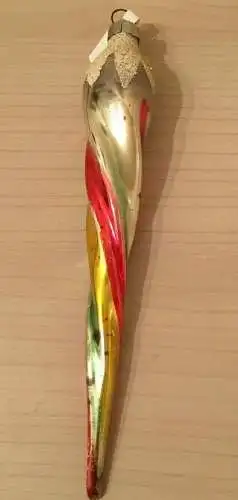 Baumschmuck,Weihnachten, Kugel, spitzig , bemalt,Glas,ca.1960,zum Aufhängen