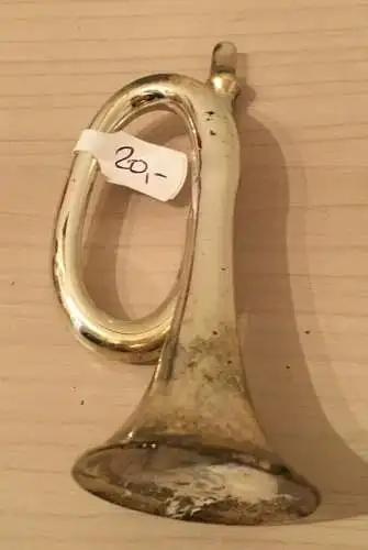 Baumschmuck,Trompete,silberfarbig,Glas,ca.1960,zum Aufhängen