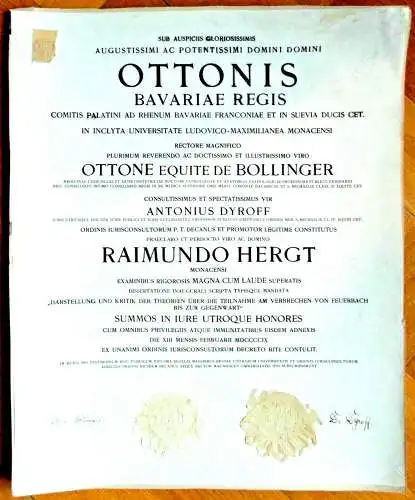 Original-Promotionsurkunde der Ludwig-Maximilians-Universität München