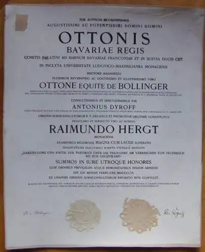 Original-Promotionsurkunde der Ludwig-Maximilians-Universität München
