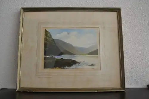 Aquarell,Upper Lake Glendalough,Irland,Passepartout,gerahmt