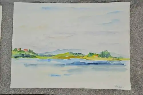 Aquarell,Ulrich,Landschaft mit See,Impression,1964